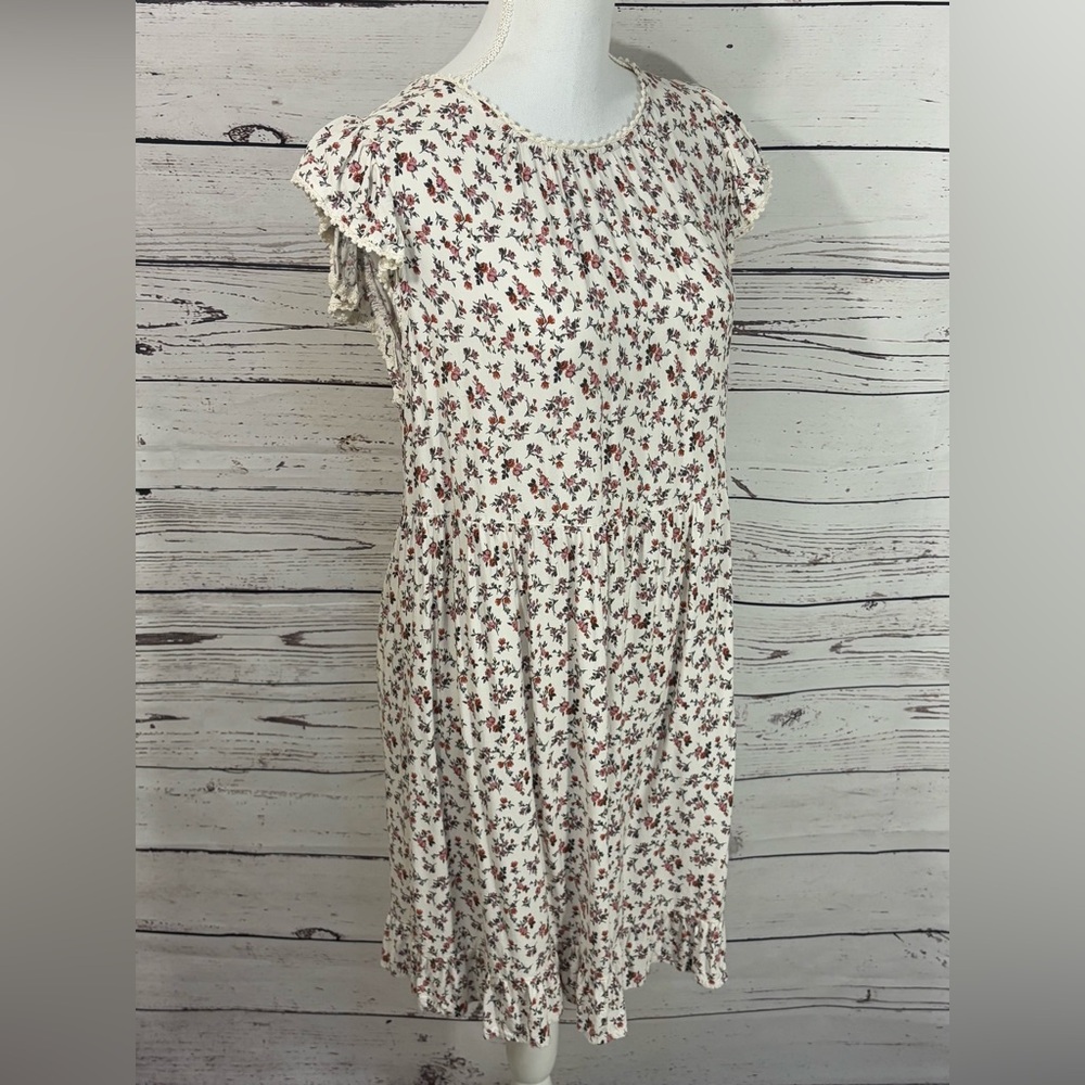 Wild Fable Cream Floral Cap Sleeve Summer Dress in Size Large - Picture 5 of 8